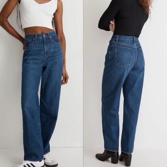 Madewell Baggy Straight Jean size 27 inseam 26” dark blue jeans - Picture 1 of 7